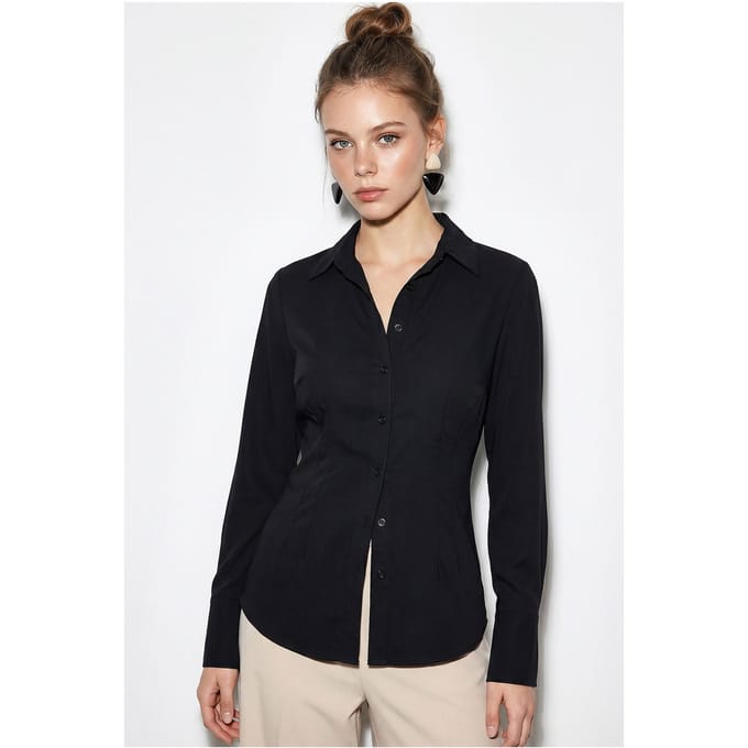 Slim Fit Katoenen Overhemd Met Strik Detail
