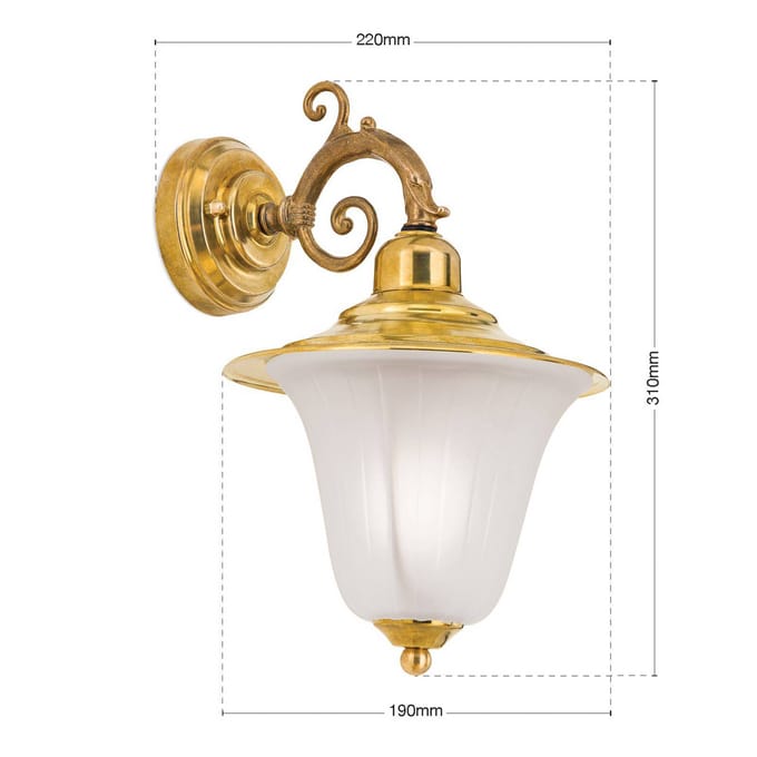 ORION Buitenwandlamp Yard, messing, glas gesatineerd, E27, IP43