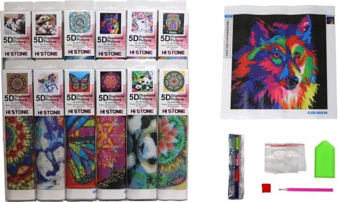 Kidsfun Diamond painting speelgoed 30 x 30 cm - creatieve set.