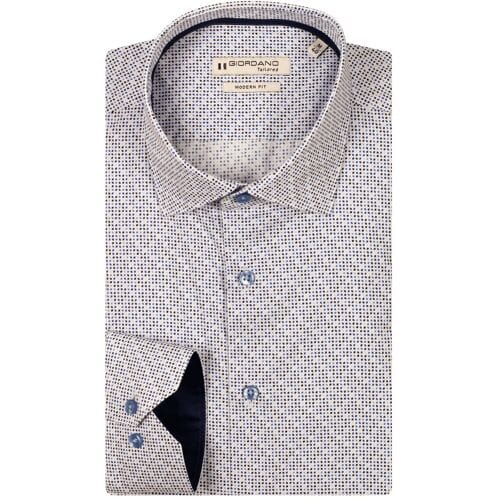 Giordano Overhemd Maggiore Twill Mini Fantasy Pattern Bright White-Multi / male