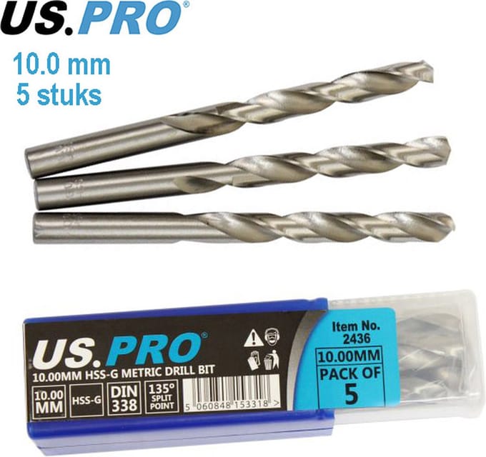 Metaal boren HSS-G 10.0 mm (5 stuks)