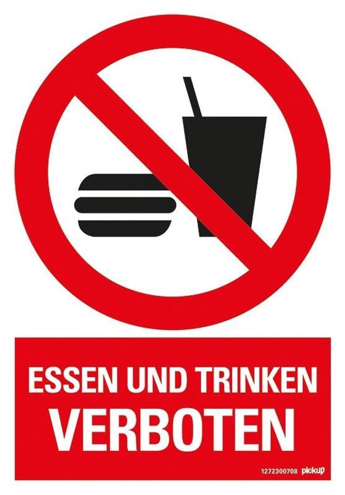 Pickup kunststoff Schild 23x33 cm ESSEN UND TRINKEN VERBOTEN