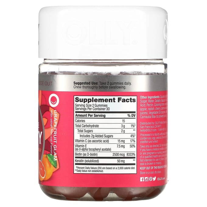 OLLY, Beauté indéniable, Pamplemousse Glam, 60 gummies