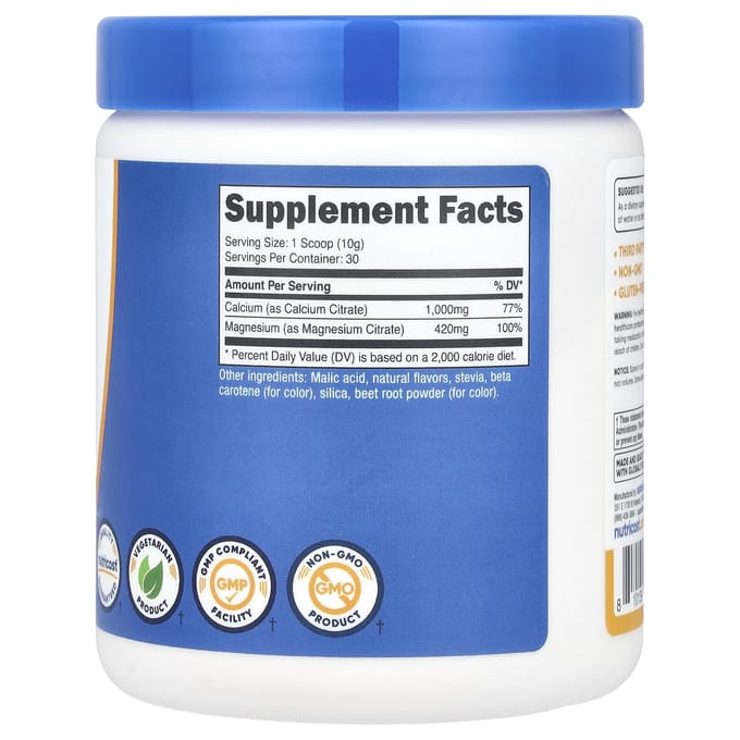 Nutricost, Calcium et Magnésium, Pêche Mangue, 10,7 oz (300 grammes)