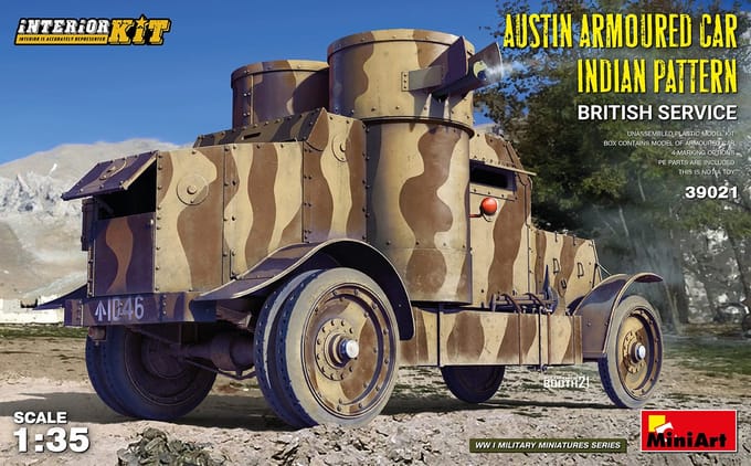 MiniArt Modelbouwpakket Militaire voertuigen - 39021 Austin Armoured Car - Indian Pattern British Service w/Interior Plastic - 1:35 - Modelbouw