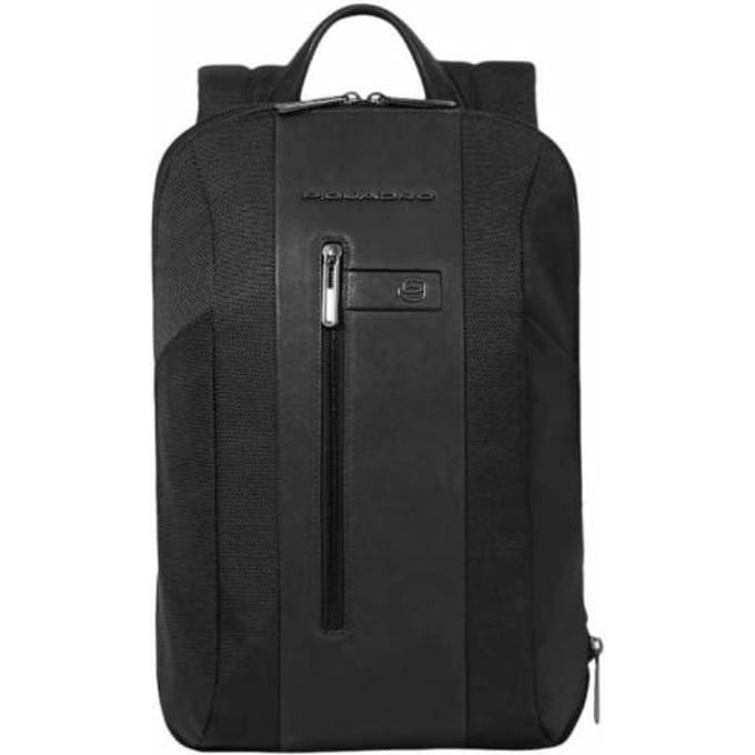Rugzak Piquadro Kort leer en stof zwart - CA6384BR2-N