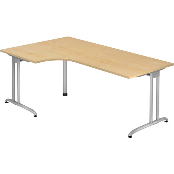 Hoekbureautafel 90° TARA, C-poot, rechthoek, B 2000 mm, esdoornpatroon
