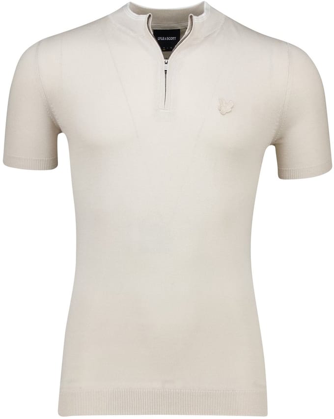 Lyle & Scott Tipped Mock Neck Trui met Korte Mouwen - Cove