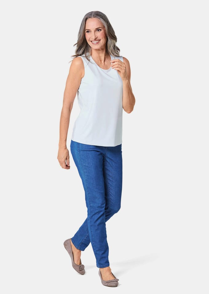 Verzorgd topje dat mooi in model blijft - wit - Gr. 40 van Goldner Fashion