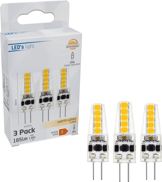 LED's Light G4 LED Lampen - 12V - 1.8W vervangt 20W - Warm wit licht - 3PACK - Lamp - Ledlampen