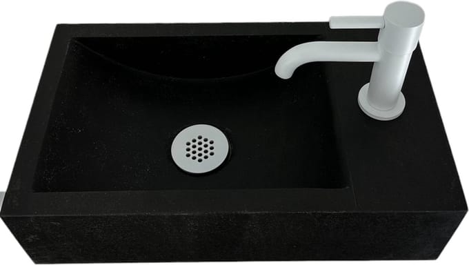 Fonteinset Werner L'aqua Hardsteen met Mat wit kraan en sifon