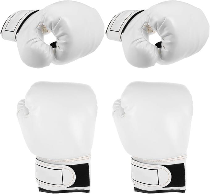 Kinder Bokshandschoenen - Kickboks Handschoenen - Sport Training - Schokabsorberende Vulling - 21x13x9.5cm - Wit