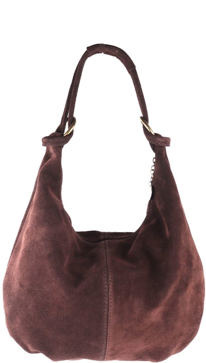 Giuliano lederen schodertas Odina - Suede - Made in Italy - Koffie
