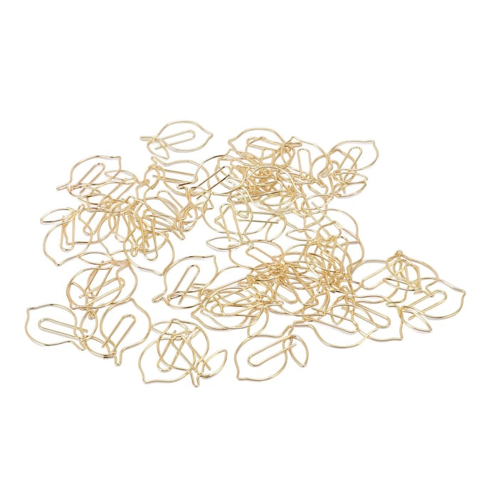 100 Stuks Paperclip Goud Schattige Citroenvormige Bladwijzer Clips met Transparante Doos voor Kantoor School Huisgebruik beige
