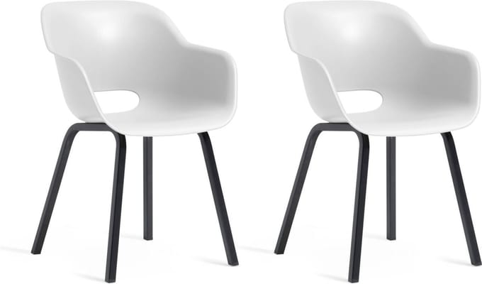 Keter Noa Tuinstoel - 2 stuks - 55x56,5x80cm - metalen frame - Wit