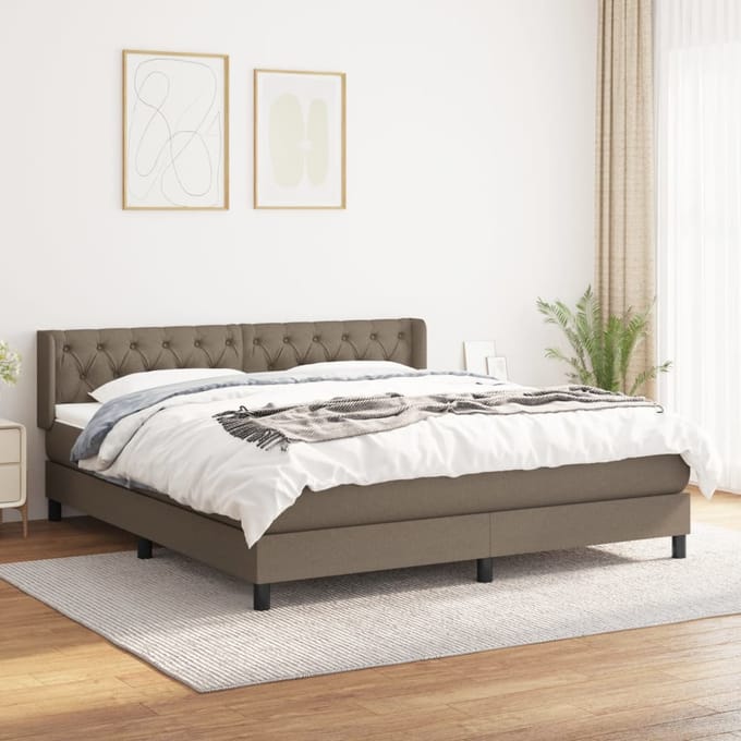 vidaXL - Boxspring - met - matras - stof - taupe - 160x200 - cm