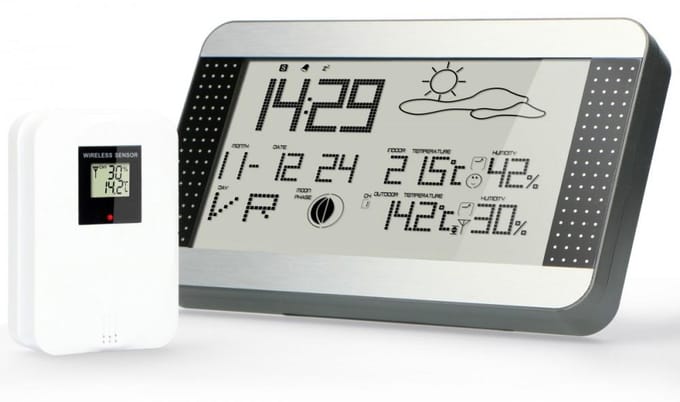 Alecto Weerstation Ws-1700 - Draadloze Buitensensor - 7,7" Display - Zilverkleurig