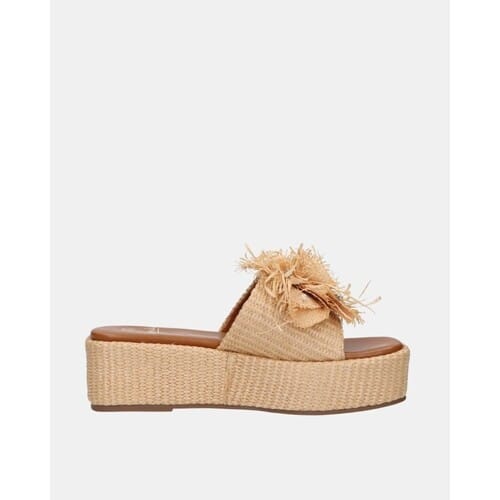 La Strada Platform Sandaal Beige Raffia - Damesschoenen - Maat - 37
