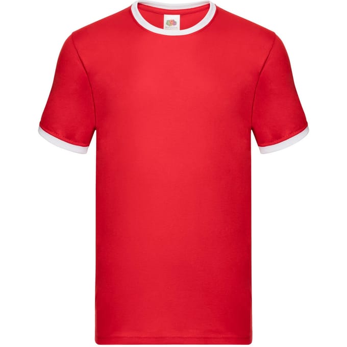 Fruit of the Loom Heren Ringer T-Shirt (Rood/Wit)