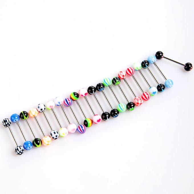 Bal Tongringen Roestvrij Staal Acryl Modieuze Piercing Barbell Lichaamspiercing Sieraden 20Pcs veelkleurig