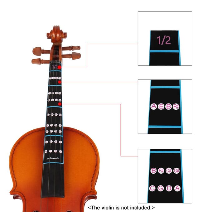 Oefen vioolvingergids Toetssticker Label Intonatiekaart Toetsmarkering 4/4 Violin black