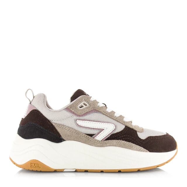 Hub  Glide coffee/mauve/off white lage sneakers dames