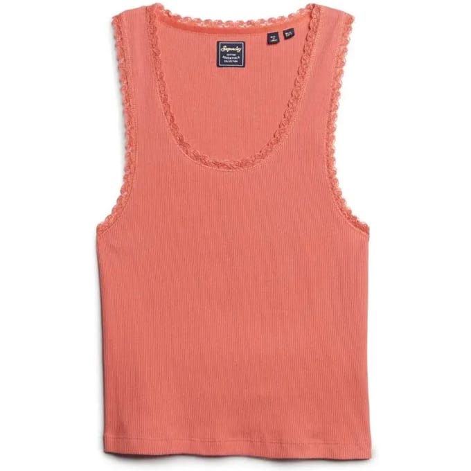 Superdry - Athletic Essentials Vintage hemdtopje met kanten rand - Dames - Vesten