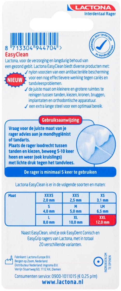 Lactona Ragers Easyclean 12,0 mm XXL - Tandenrager - 8 stuks