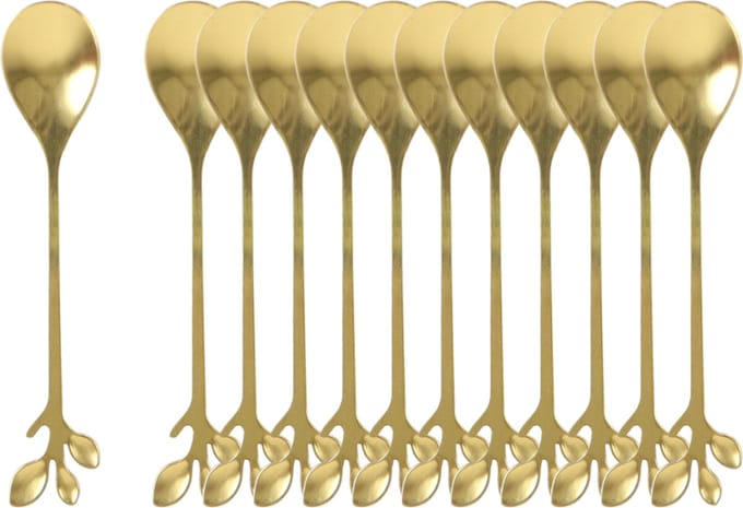 OTIX Theelepeltjes - Goud - Bladeren - Koffielepeltjes - 12 stuks - LEAF