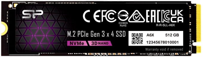Silicon Power - P34A6X - Interne SSD - PCIe Gen3x4 - NVMe M.2 2280 - 512GB