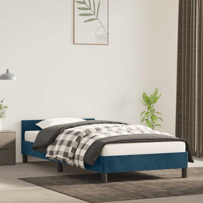 vidaXL - Bedframe - zonder - matras - 80x200 - cm - fluweel - donkerblauw