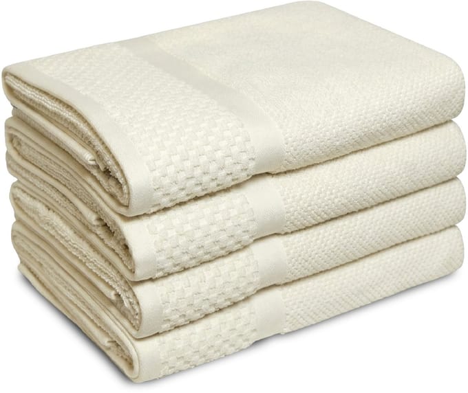 PHLOX Soft Popcorn Handdoeken 70x140 cm - Set van 4 - 100% Katoen 500 g/m2 - Creme