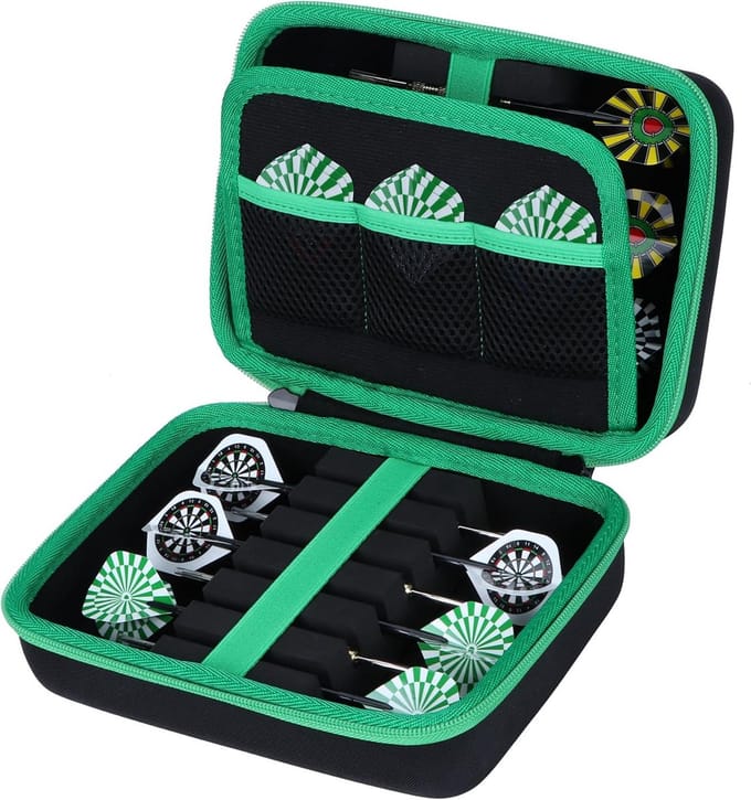 Hardcase Darten Etui voor 12 Darts met Opslag voor Vleugels en Accessoires