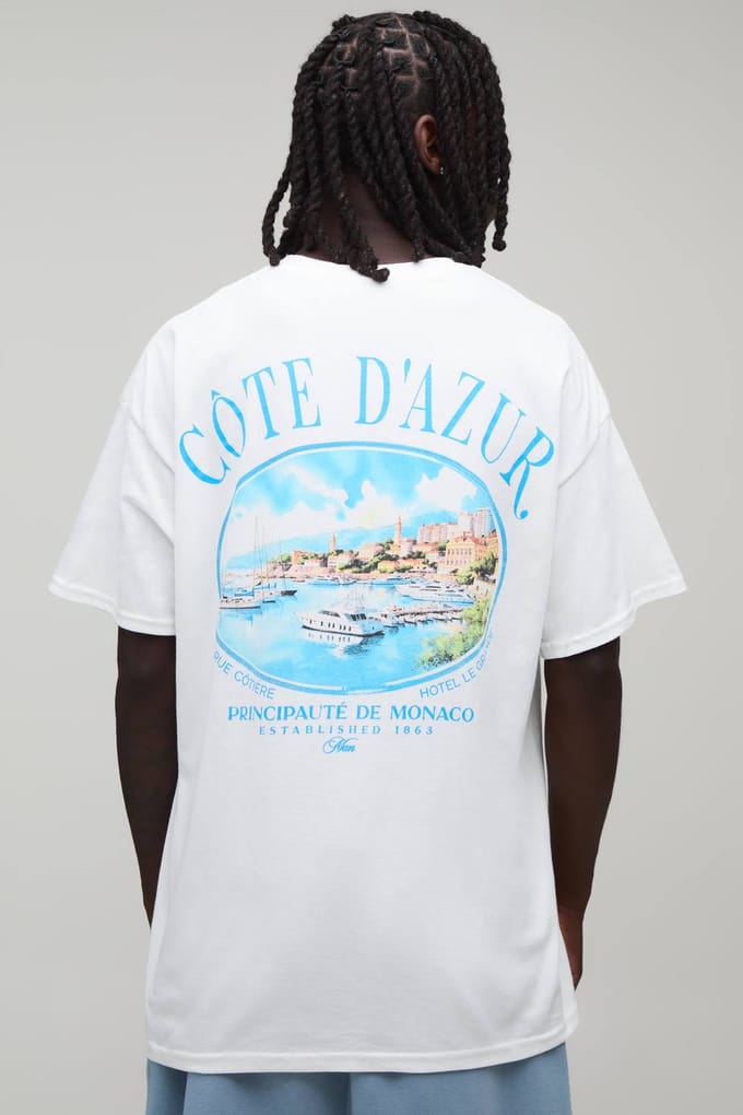 Oversized Heren Script Ovaal Print T-shirt | White | Size XS