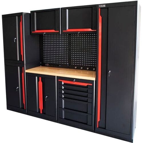 HBM expert modulair werkplaatssysteem, 10-delig, zwart rood