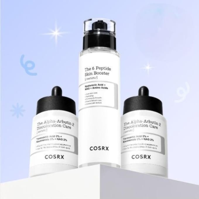 COSRX Alpha-Arbutin Booster Set – Alpha-Arbutin 50ml ×2 + Peptide Serum 150ml white
