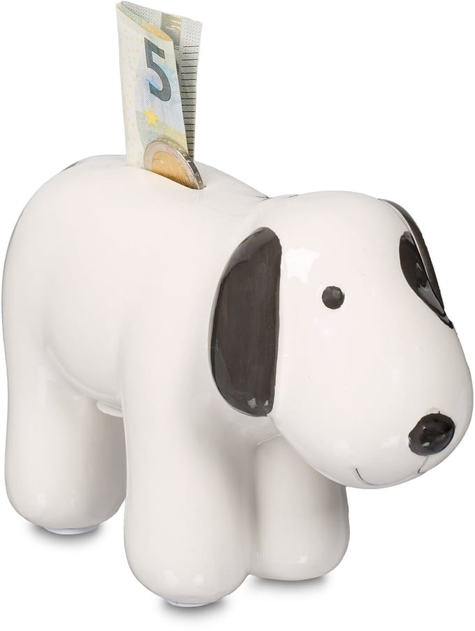 Spaarpot - hond - zwart-wit - 21x12x9 cm - 10 stuks