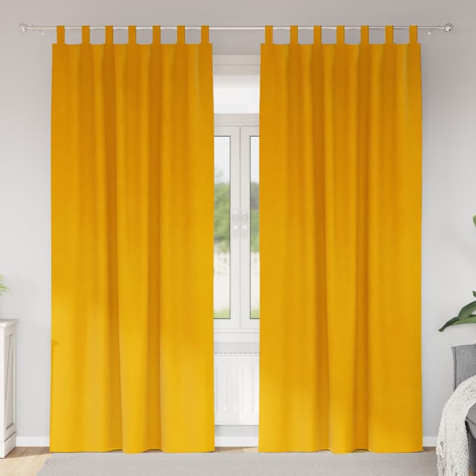 vidaXL - Gordijnen - 2 - st - Mosterdgeel - 140 - x - 245 - cm - fluweel