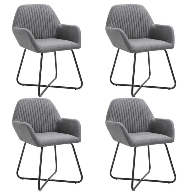 vidaXL - Eetkamerstoelen - 4 - st - stof - donkergrijs