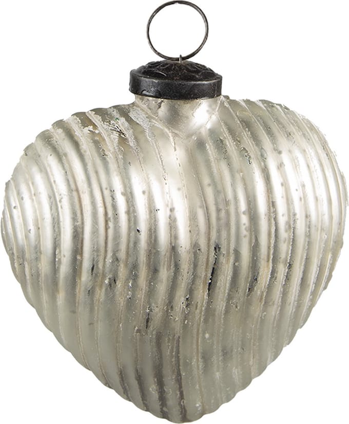 Clayre & Eef Kerstbal Overig 11x5x12 cm Zilverkleurig Glas Kerstballen