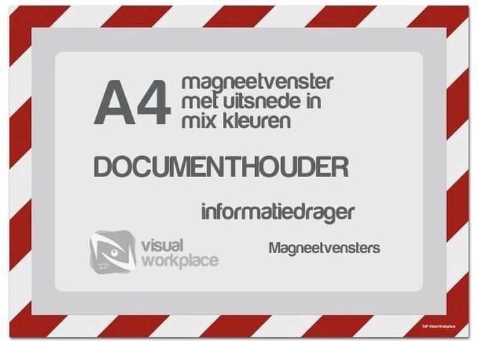 Magneetvensters A4 incl. uitsnede (mix kleuren) - Rood/Wit