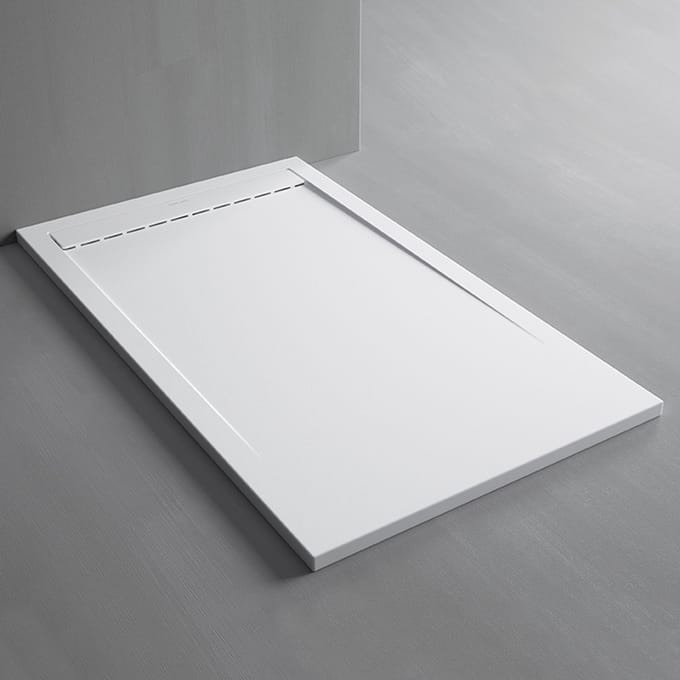 Zimmer Smart Douchebak 90x140 cm Wit– Composietsteen Inloopdouche – Ultradun 3 cm – Voorgleuf Afvoer – Antislip – Incl. Sifon