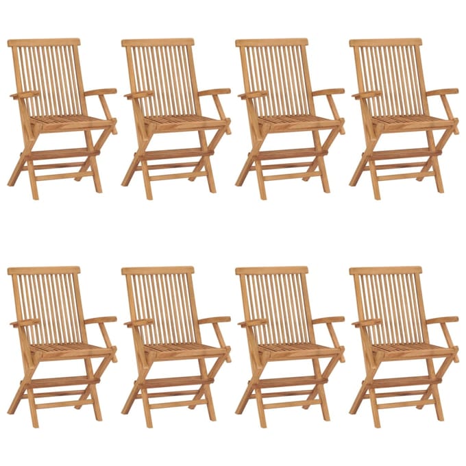vidaXL - Opklapbare - stoelen, - 8 - stuks, - massief - teakhout