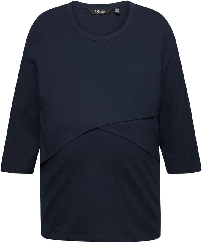 Ulla Popken - Dames - T-shirt Maternity Shape borstvoedingfunctie GOTS - Marine - Maat 58+