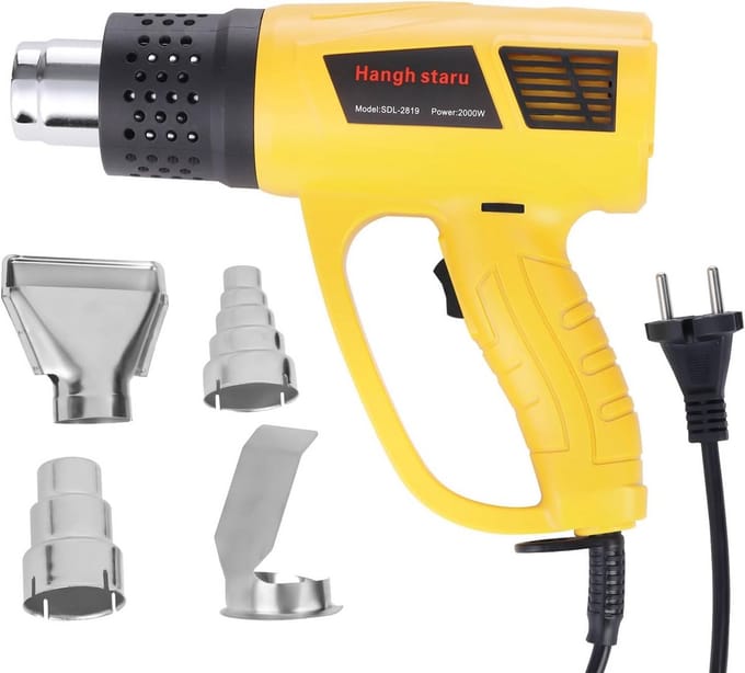 Heteluchtpistool Kit 2000W met Variabele Temperatuur en 4 Mondstukken