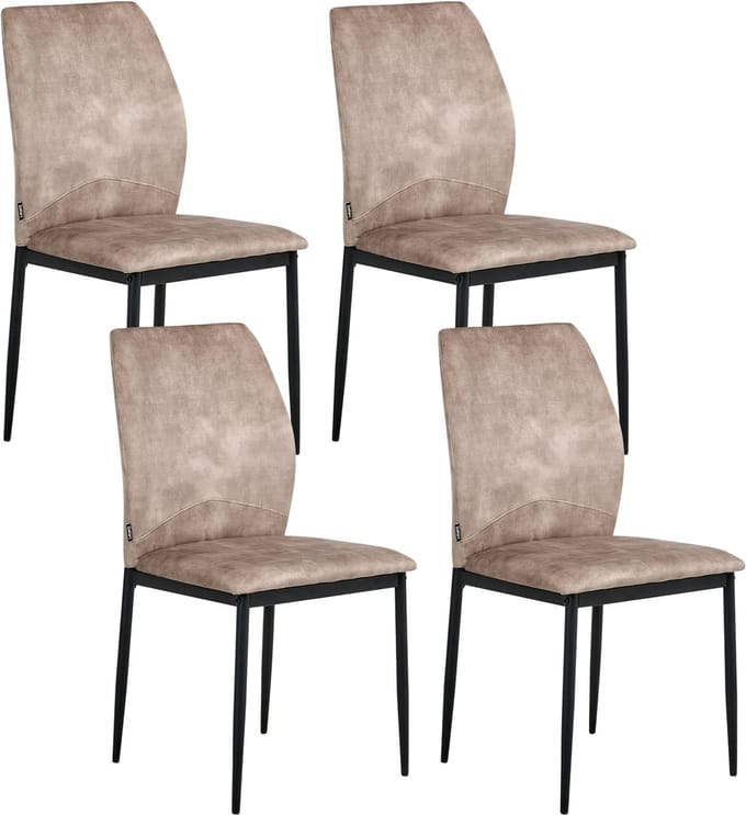ROCHEPORT - Eetkamerstoel set van 4 - Taupe - Polyester