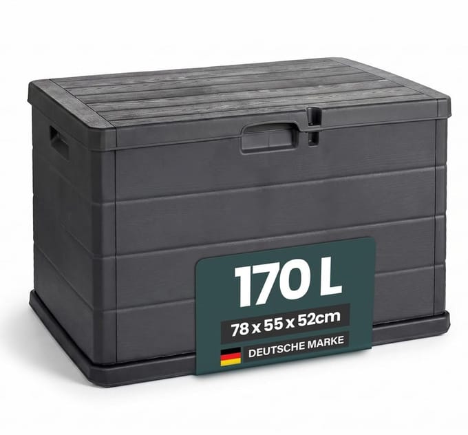 Dailygoods- Kussenbox 170 liter - Opbergbox - Tuinbox - Robuust - Waterdicht - Compact 78 x 55 x 52 cm