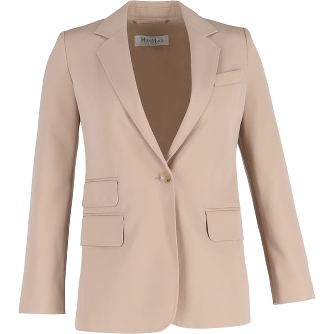Max Mara Unno Enkelbreasted Blazer met Zakken in Beige Wol