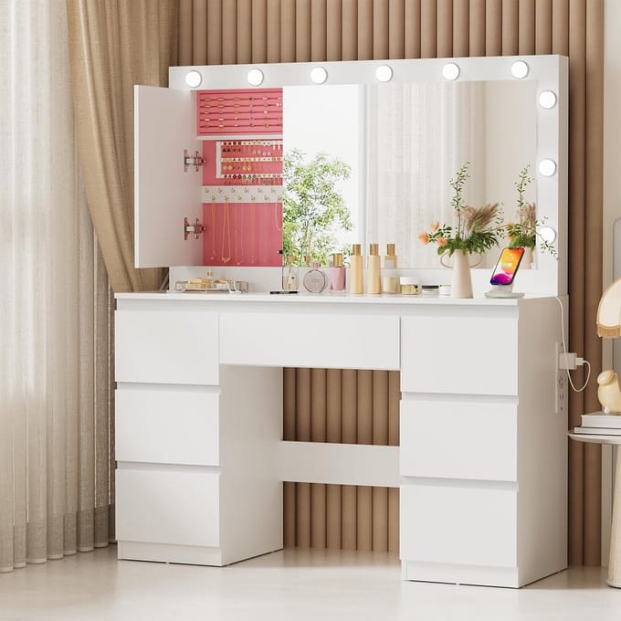 Kaptafel met Spiegel en Verlichting - Make-up Tafel - Make-up tafel - Luxe