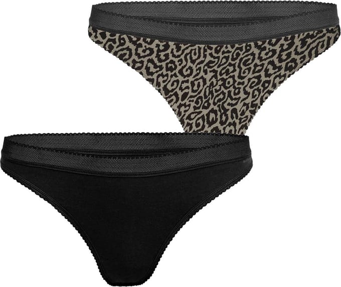 Dames strings 2-pack - Panter - Katoenen dames string - liupaard - L